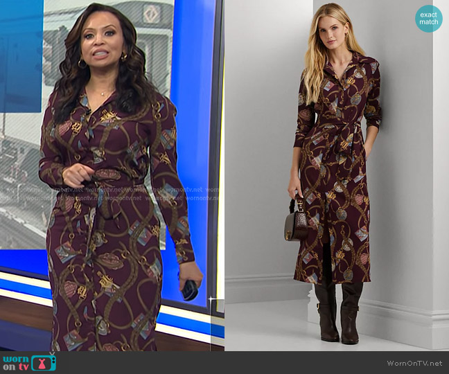 Lauren Ralph Lauren Belting-Print Crepe Shirtdress worn by Adelle Caballero on Today