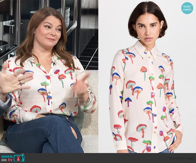 Le Superbe Micro Magic Ex Bf Shirt worn by Gail Simmons on Access Hollywood