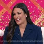 Lea Michele’s navy tweed blazer and mini skirt on Today