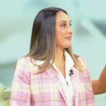 Leah Cohen’s pink plaid blazer on Tamron Hall Show