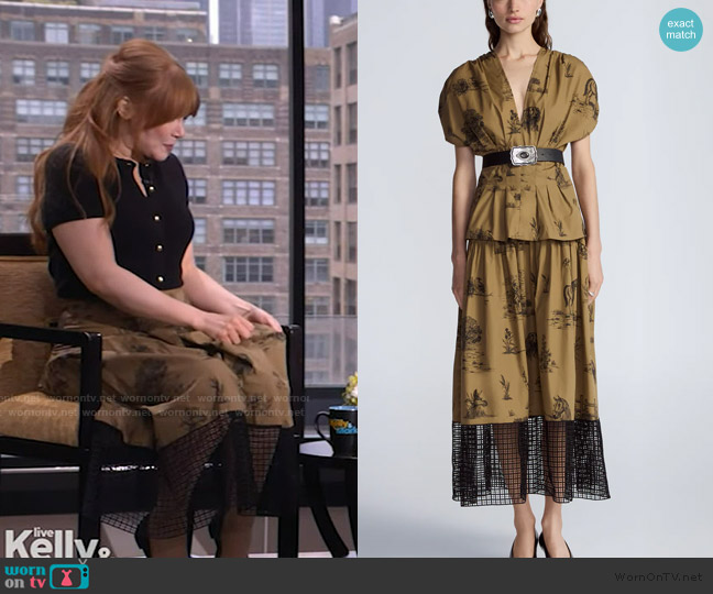 Lela Rose Cotton Reyrosa Toile Lace Hem Skirt worn by Bryce Howard on Live with Kelly and Mark