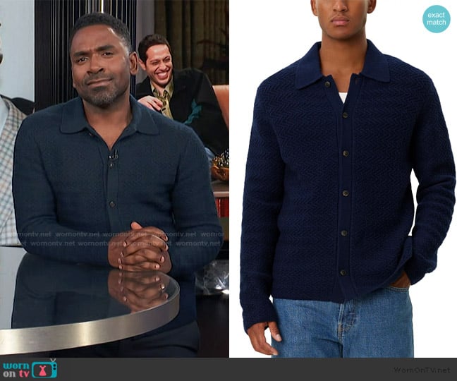 Les Deux Finnegan Textured Knit Wool Shirt worn by Justin Sylvester on E! News