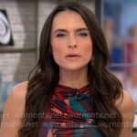 Lilia Luciano’s red and teal printed ruched dress on CBS Mornings