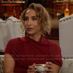 Lily’s red draped top on The Young and the Restless