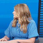 Loren Herbert’s blue eyelet mini dress on Access Hollywood