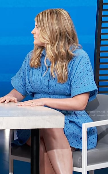 Loren Herbert’s blue eyelet mini dress on Access Hollywood