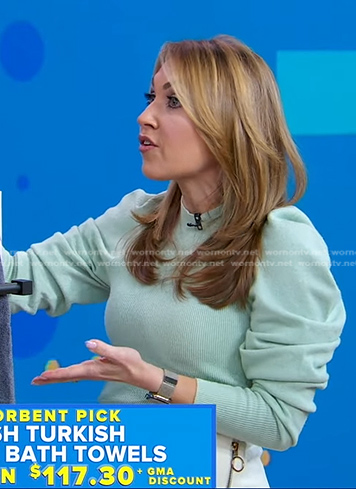 Lori’s green puff sleeve sweater on Good Morning America