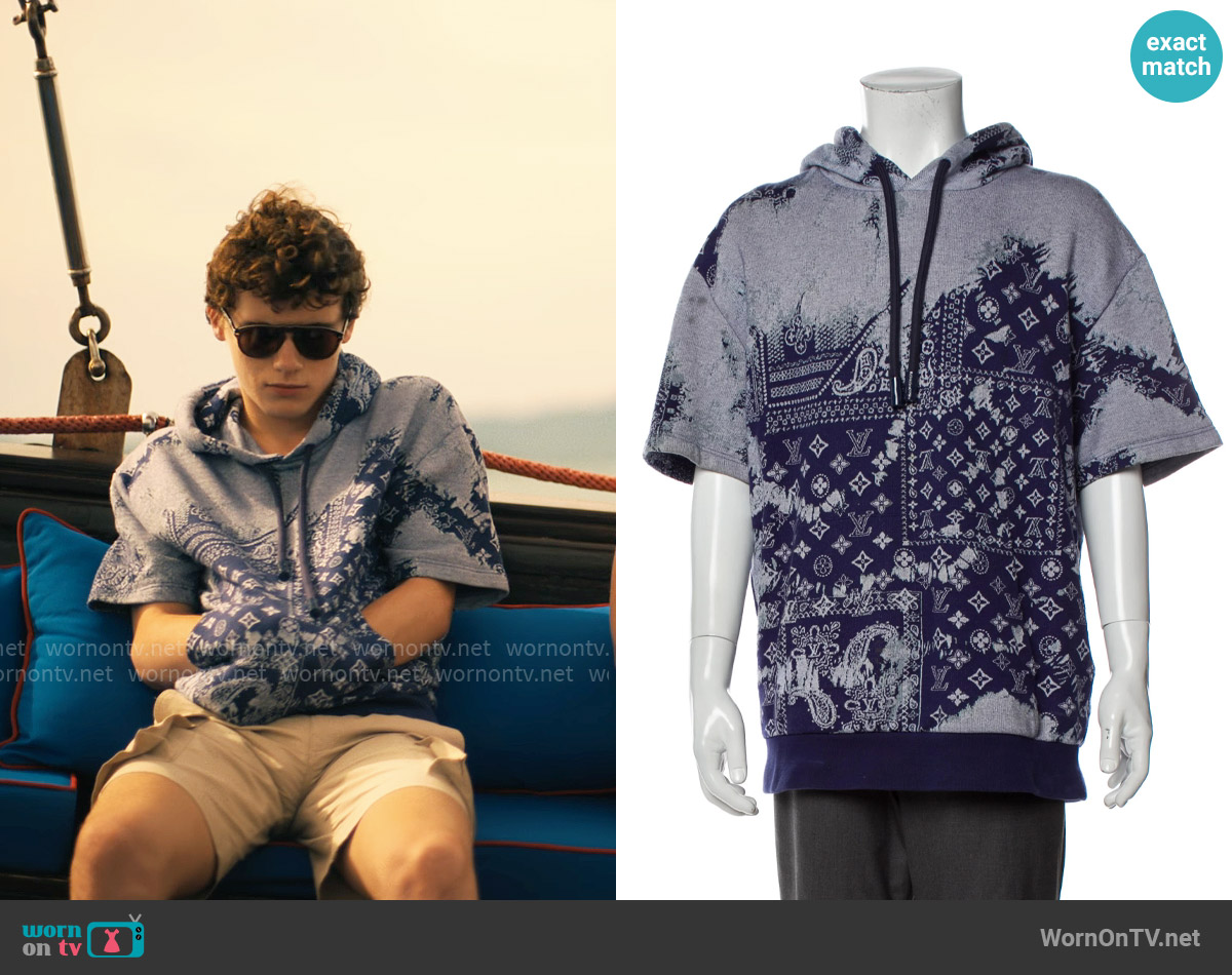 Louis Vuitton LV Monogram Hoodie worn by Lochlan Ratliff (Sam Nivola) on The White Lotus