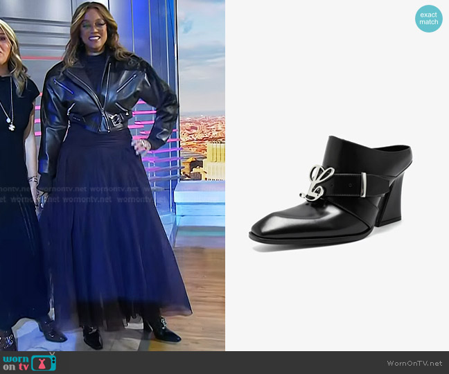 Luar Jehan Belted Mules in Black worn by Tyra Banks on Today
