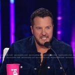 Luke Bryan’s navy suede trucker jacket on American Idol