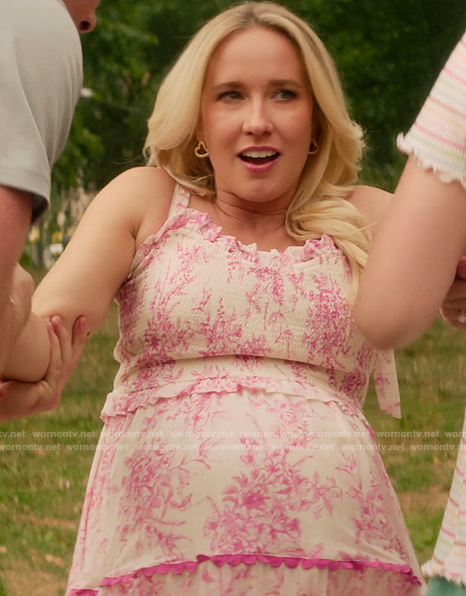 Maddie’s pink floral print maternity dress on You