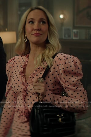 Maddie’s pink polka dot print ruffle dress on You