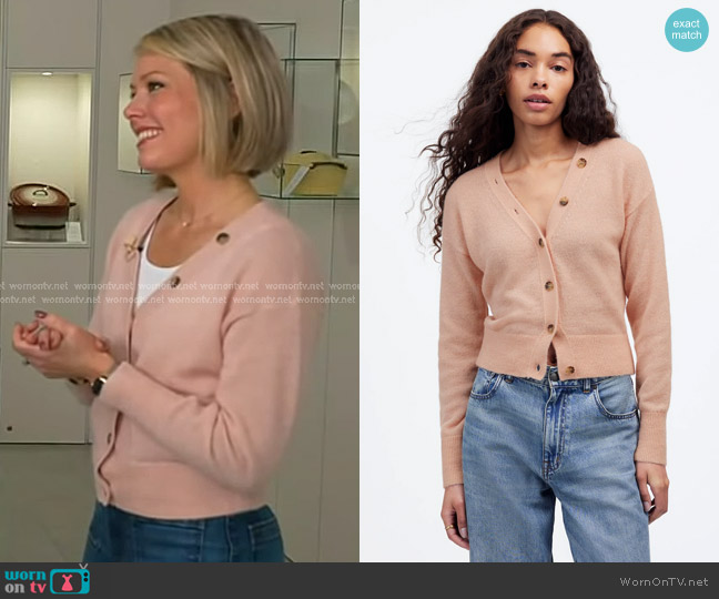 Madewell Alpaca-Blend V-Neck Cardigan in heather pale blush worn by Dylan Dreyer on Today