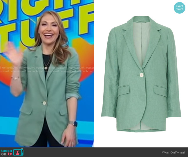 Madewell Linen Larsen Blazer in Green worn by Lori Bergamotto on Good Morning America