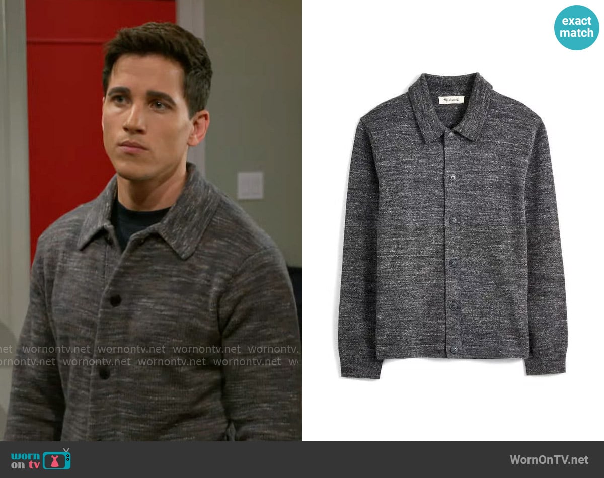 Madewell Tundra Polo Collar Cardigan worn by Bradley 'Smitty' Smith (Mike Manning) on Beyond the Gates
