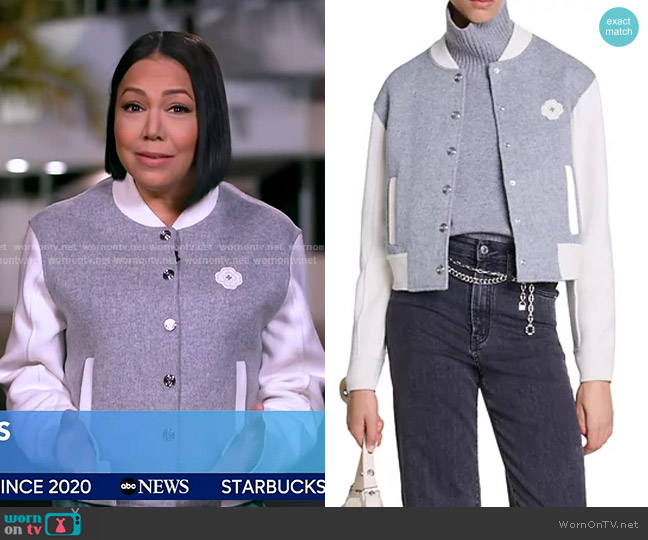Maje Mybomberis Varsity Cardigan worn by Stephanie Ramos on Good Morning America