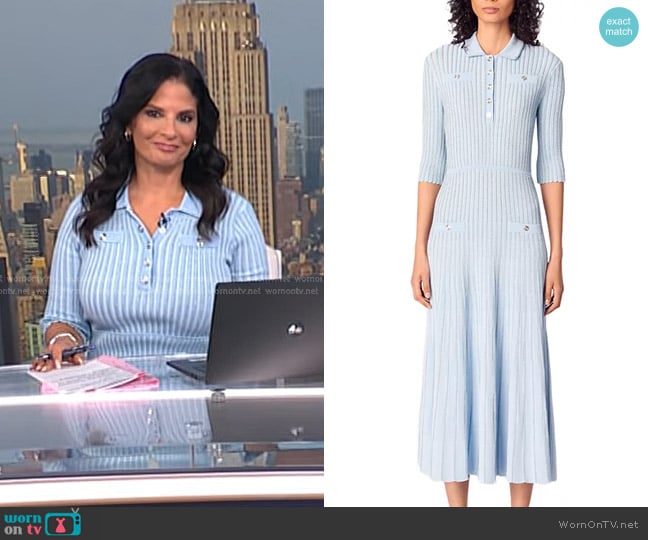 Maje Rib Knit Midi Dress in Blue Sky worn by Darlene Rodriguez on Today