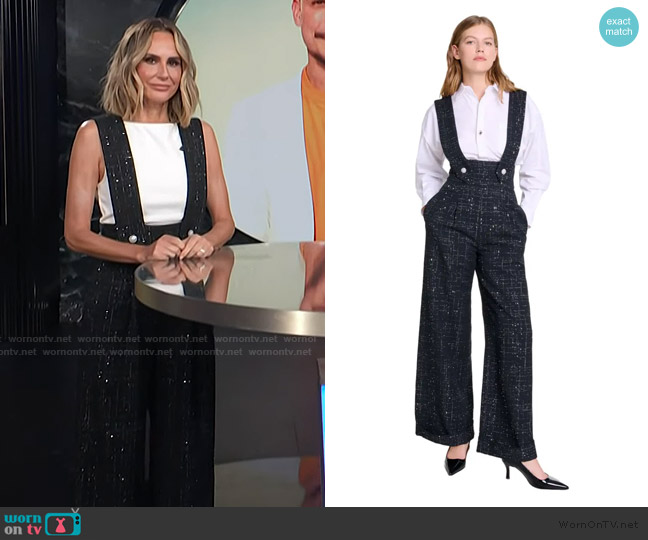 Maje Wide-leg trousers with tweed braces worn by Keltie Knight on E! News