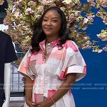 Makho’s white and pink print shirtdress on Today