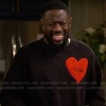 Malcolm’s SELF love sweatshirt on The Neighborhood