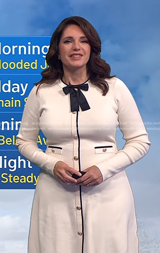 Maria’s white button front dress with bow on Today