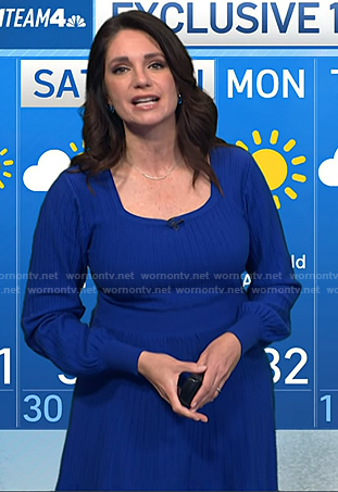 Maria’s blue ribbed square neck knit dress on Today