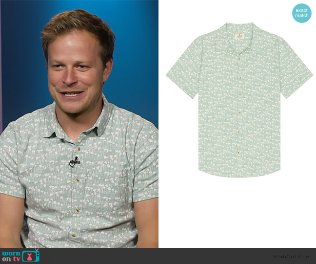 Marine Layer Classic Stretch Selvage Shirt worn by Bertie on Access Hollywood
