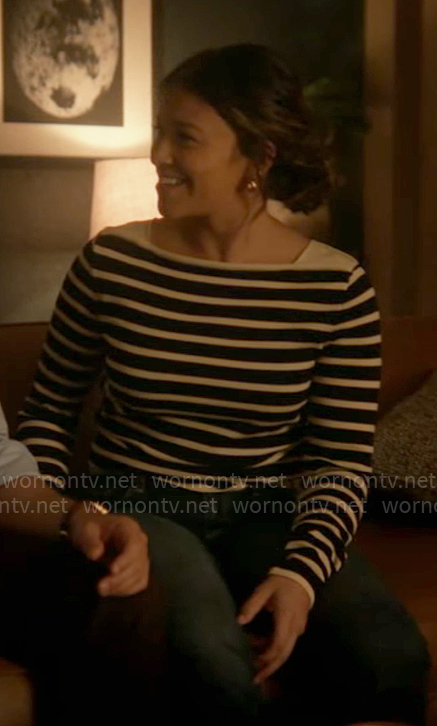 Marion’s black striped sweater on Will Trent