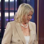 Martha Stewart’s double breasted blazer on The Kelly Clarkson Show