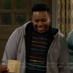 Marty’s rainbow striped t-shirt and grey hoodie on The Neighborhood