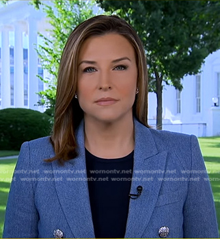 Mary’s blue blazer with silver buttons on Good Morning America