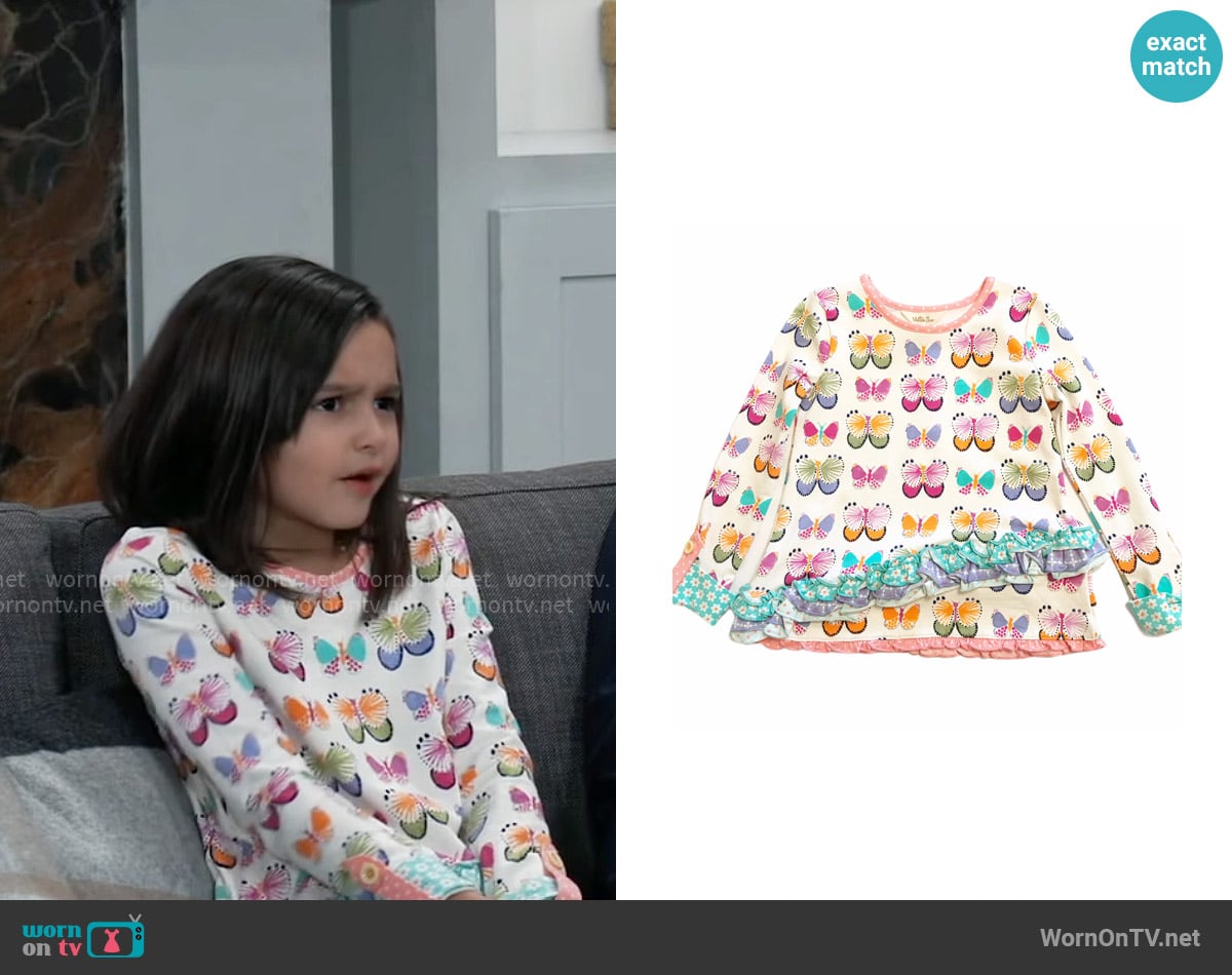 Matilda Jane Butterfly Top worn by Donna Corinthos (Scarlett Spears) on General Hospital