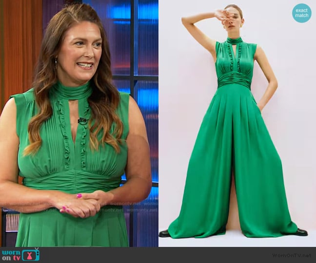 Me+Em Silk Wide-Leg Jumpsuit worn by Sara Schiller on The Kelly Clarkson Show