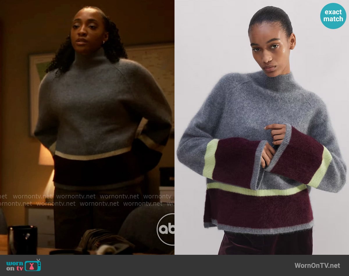 Me + Em Brushed Cashmere Relaxed Stripe Sweater worn by Faith Mitchell (Iantha Richardson) on Will Trent
