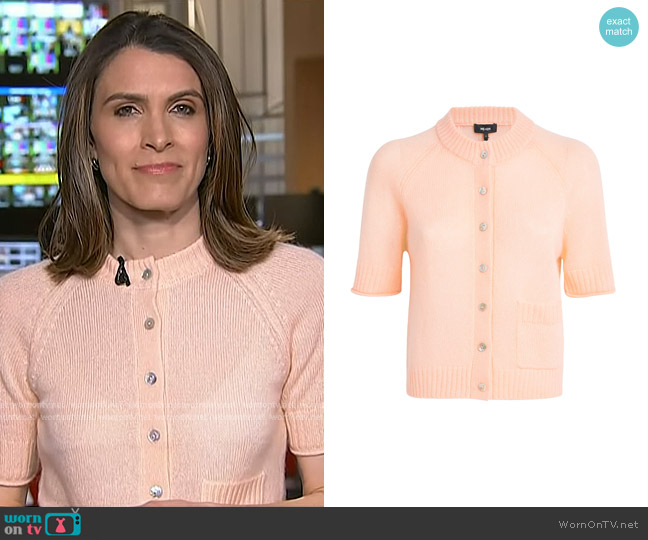 Me + Em Merino Cashmere Silk Button-Through Tee in Peach Sorbet worn by Molly Hunter on Today
