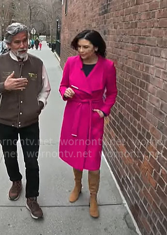 Meg Oliver’s pink coat on CBS Mornings