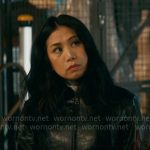 Mel’s cropped zip up leather jacket on The Equalizer