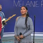 Melanie Fiona’s grey cutout knit dress on Today