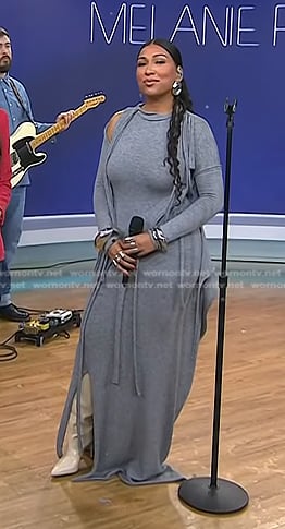 Melanie Fiona’s grey cutout knit dress on Today