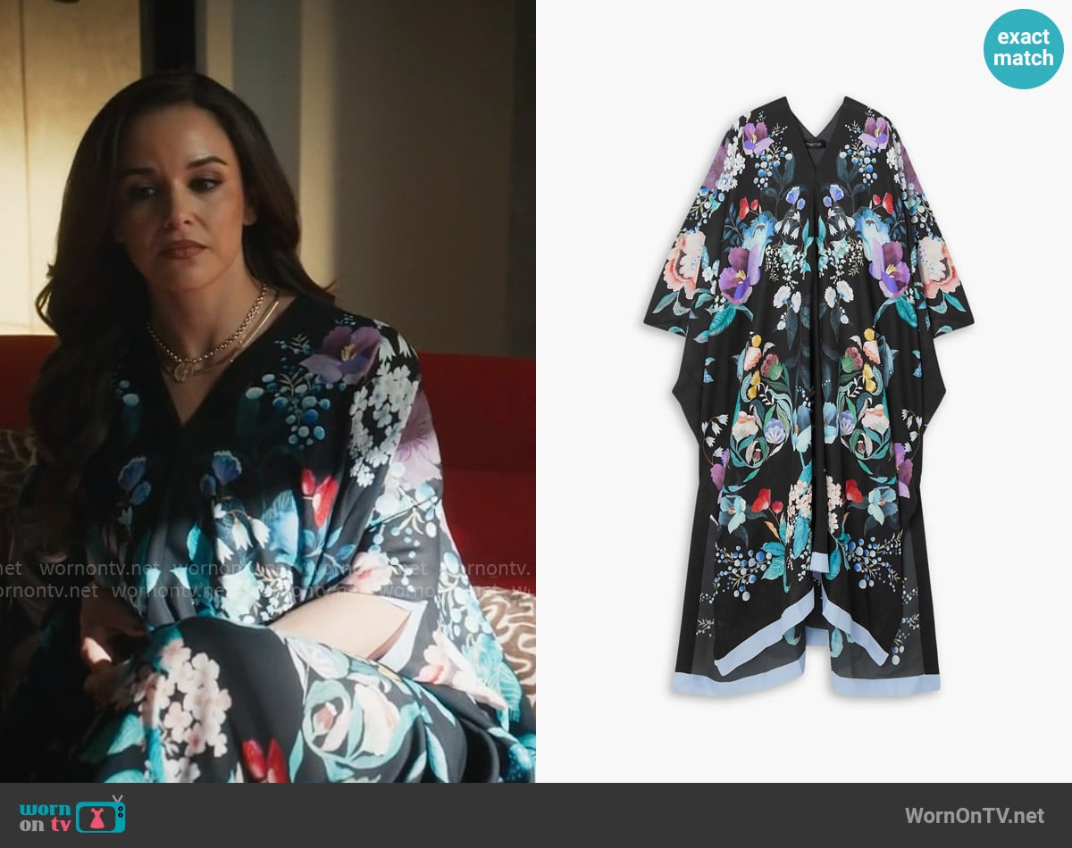 Meng Printed silk-georgette kaftan worn by Birdie (Melissa Fumero) on Grosse Pointe Garden Society