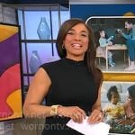 Michelle Miller’s black funnel-neck dress on CBS Mornings