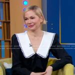 Michelle Williams’s black lace-trim collared dress on Good Morning America