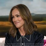 Minka Kelly’s black dress with white piping on Today