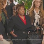 Miranda’s black belted blazer jumpsuit on Greys Anatomy