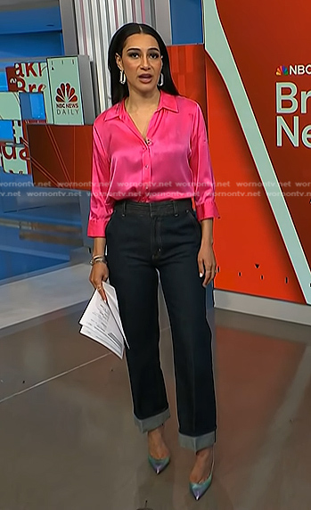 Morgan’s pink shirt and jeans on NBC News Daily