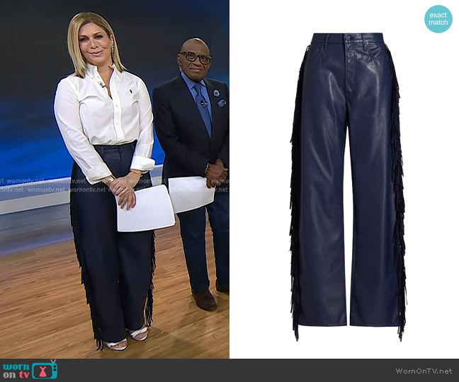 Mother The Fringe Half Pipe Sneak Jeans in Varsity Blues worn by Jill Martin on Today