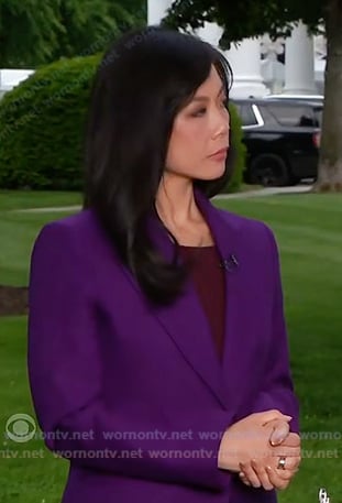 Nancy Chen’s purple blazer on CBS Evening News