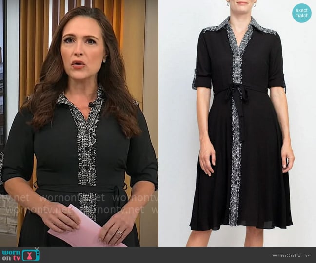 NANETTE Nanette Lepore Tweed Trim Shirtdress worn by Nikki Battiste on CBS Mornings