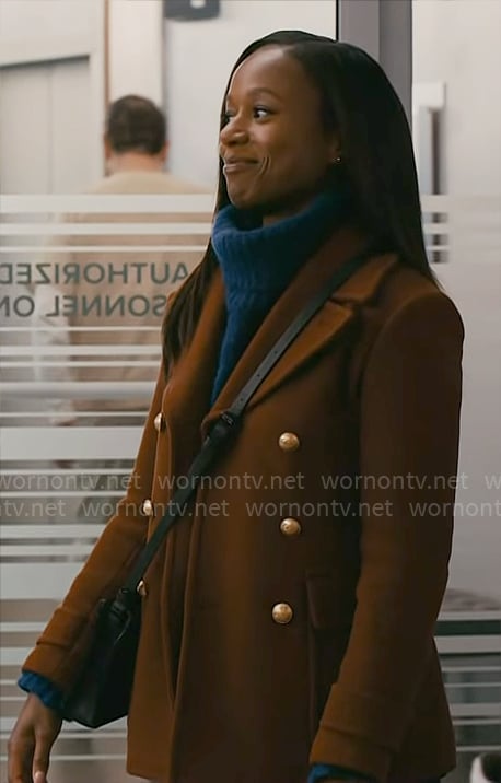 Naomi’s brown coat on Chicago Med