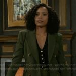 Naomi’s olive green suit on Beyond the Gates